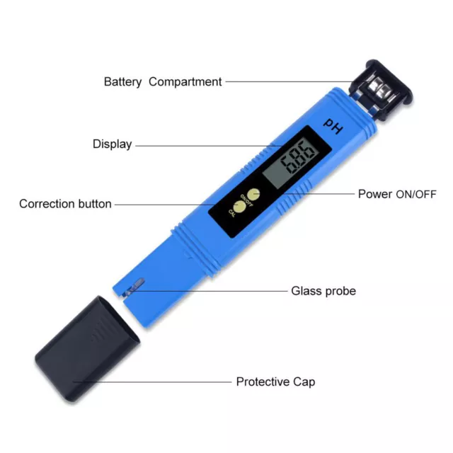 Digital PH Tester Meter Electric Water Quality Tester Pen 0-14Ph 2