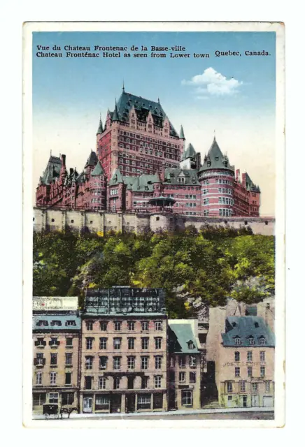Quebec Canada Chateau Frontenac Hotel from lower town Old Vintage Postcard
