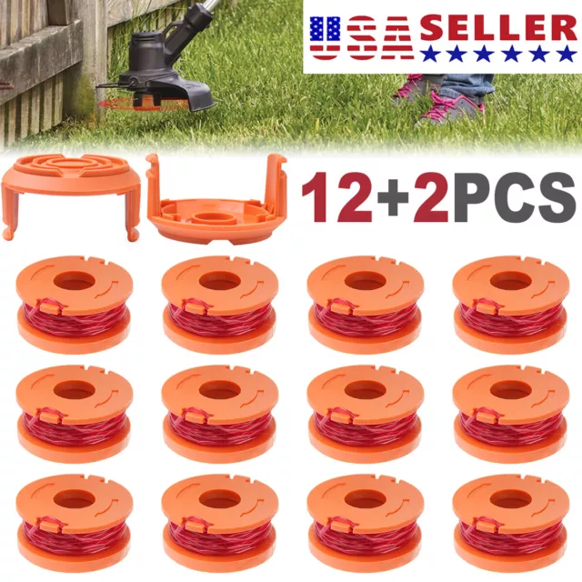 12/16-Pack WA0010 Grass Trimmer Spools Line+2 Caps For WORX Weed Eater Edger New