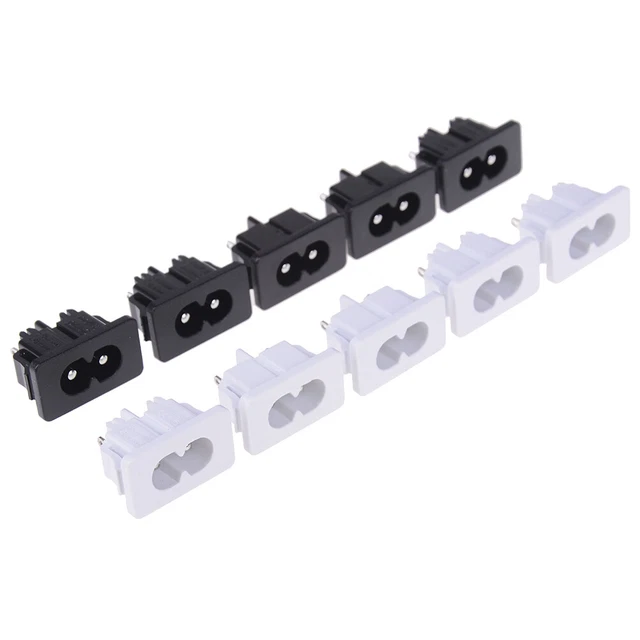 5Pcs AC250v 2.5a iec320 c8 male 2 pins power inlet socket connector TE.zy