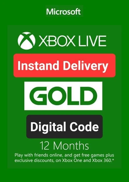 Xbox Live Gold 12 Months - Xbox Live Digital Code - Instant DELIVERY -Global