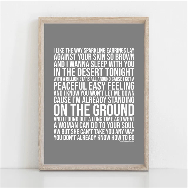 EAGLES PEACEFUL EASY Feeling Song Lyrics Poster Print Wall Art £11.99