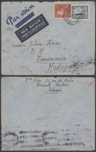 Belgium 1947 - Air Mail Cover to Madagascar R156
