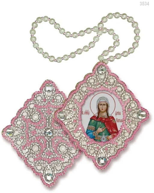 DIY Bead Jewelry Making Kit "St.Fotina (Svetlana)" Beading Pendant Beadwork