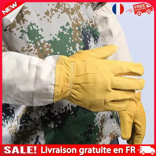 fr 1 paire Apiculteur Gants Coton En Cuir L&#39;apiculture Anti Abeille Manches