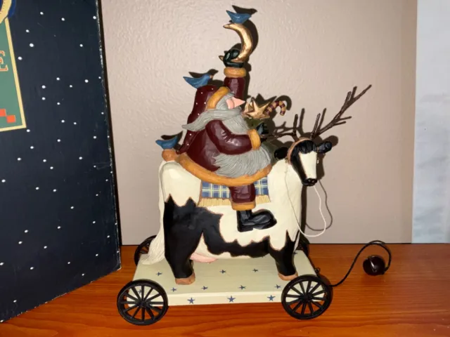 Williraye Studio Moonlight Adventure Santa Riding On Cow On Wagon  WW2414