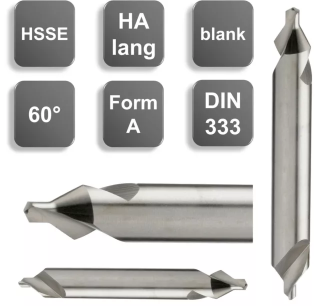 HSSE Zentrierbohrer DIN333 Form A, 60° Ø 0,75 - 5 mm NEU Extralang/ Überlang TOP