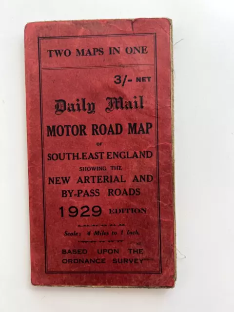VINTAGE MAP 1929 Daily Mail Road Map of London and South East England