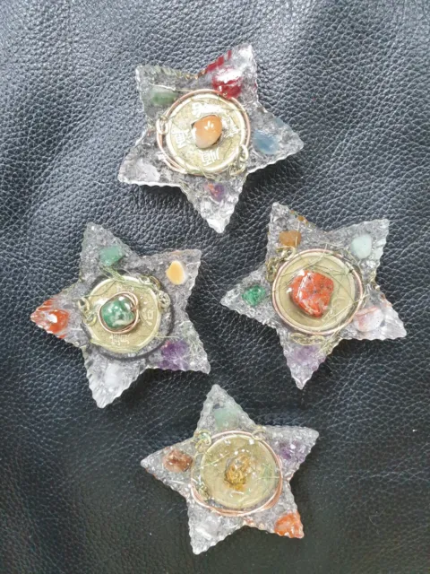 Pocket Star Amulet Orgonite in Crystals and Feng Shui Lucky Money Coin