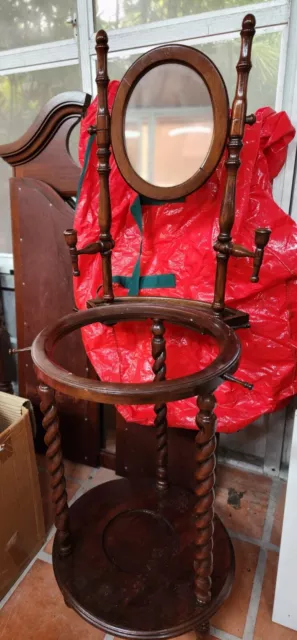 3 Leg Wood & Ironstone Antique Wash basin/Mirror/Mahogany Stand England