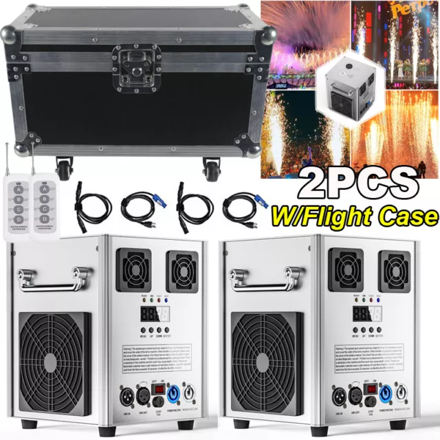 2x Bühneneffekt Cold Spark Machine mit Flight Case DMX Sparkular Funkenmaschine