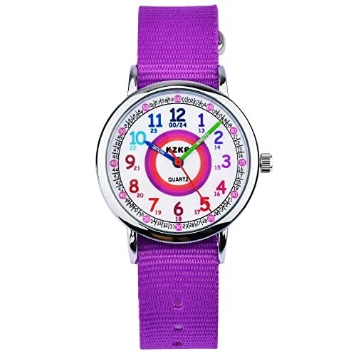 Montre Enfant Montre d'enfant Fille Nylon Violet Montre pour Fille Montre pou...