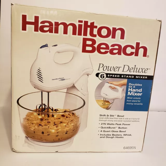 Hamilton Beach Power Deluxe 6 Speed Stand Mixer, White - 64693