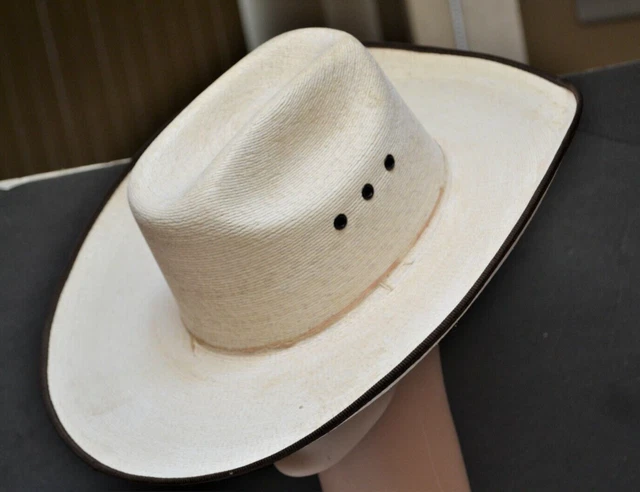 HEREFORD Cowboy Western HAT Mens Natural Straw Atwood 5x Low Crown 6 7/8 No Band