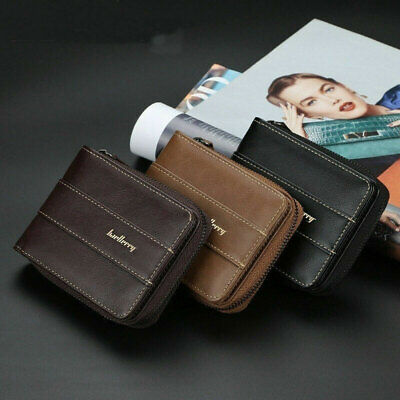 Men Men's S1 Leather Wallet ID Credit Card Holder Clutch Bifold Zipper Coin