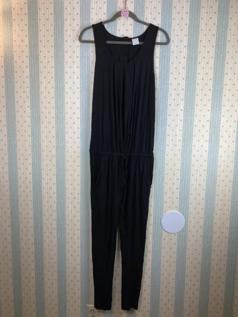 Mamalicious Jumpsuit Maternity Woman S Knit Black Zip Up W/Pockets Sleeveless