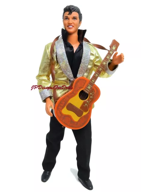 1997 bambola vintage Elvis Live On Stage Barbie Loves Elvis nuova con supporto