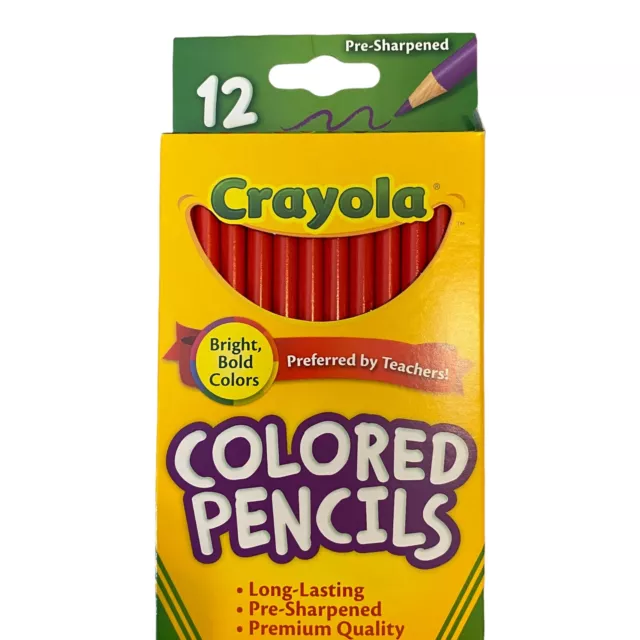 New Crayola Colored Pencils 12 Count Red Orange