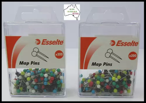 2 x New Sealed Esselte Map Pins Assorted Box of 200 x 2 Chart Map Menu Poster