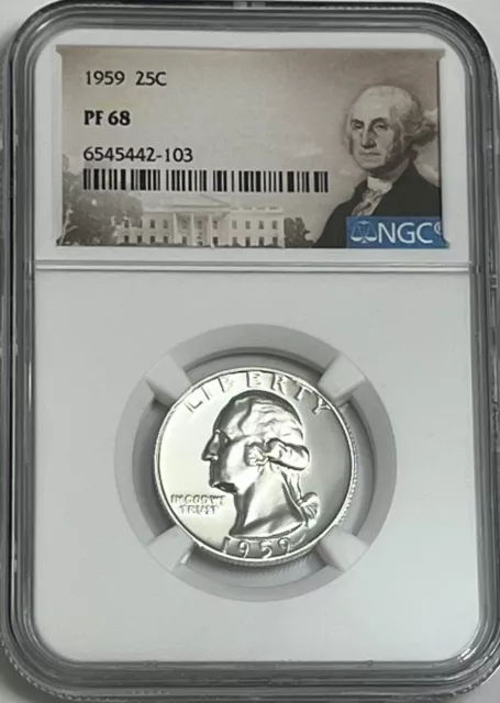 1959 NGC PF68 90% SILVER PROOF WASHINGTON QUARTER GREAT EYE APPEAL 25c PORTRAIT