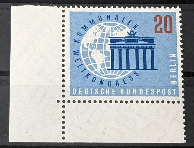 BERLIN Mi 189 ** postfrisch ER 3 dgz hier UR durchgezähnt EUL Ecke unten links
