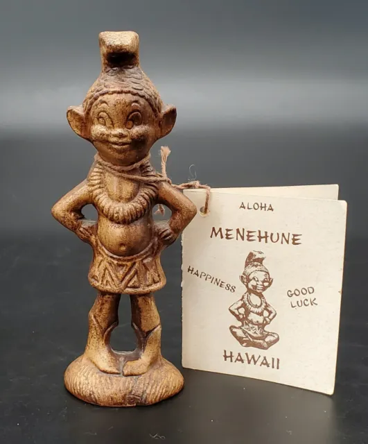 Vintage 1960 Hawaii Menehune Good Luck Figurine Treasure Craft