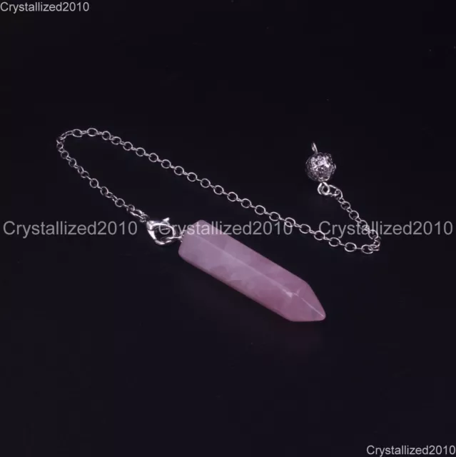 Natural Gemstone Hexagonal Pendulum Healing Crystal Pointed Reiki Chakra Pendant