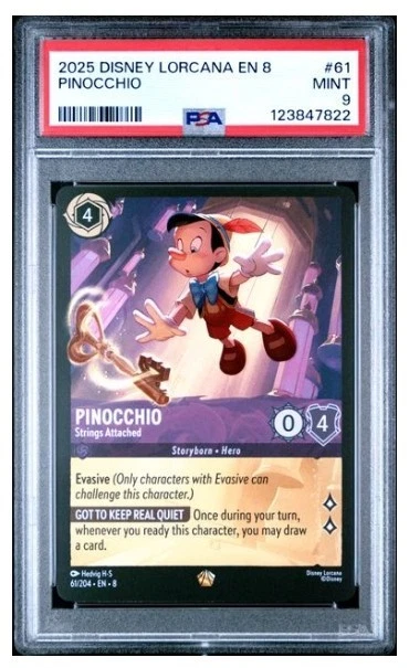 PINOCCHIO STRINGS ATTACHED 2025 Disney Lorcana En 8 #61 Psa 9 Legendary ...
