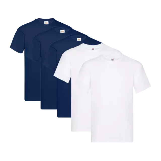 Pack 5 Camisetas Fruit Of The Loom Original - 3 Azul Marino/2 Blanco