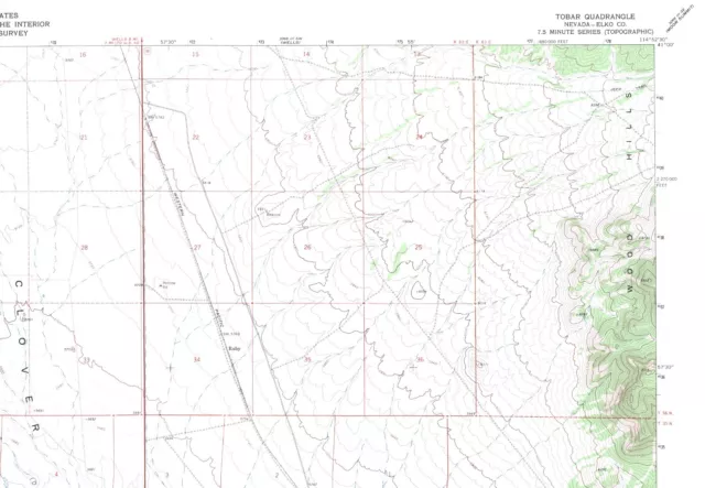 Tobar, Nevada 1968 Vintage USGS Topo Map 7.5 Quadrangle Topographic