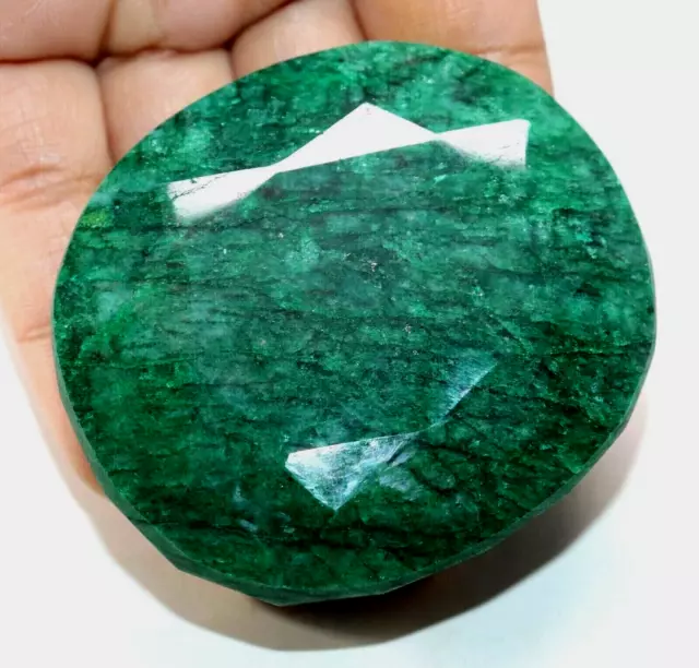 600 Ct Certified Zambian Natural Huge Green Emerald Oval Cut Loose Gemstone