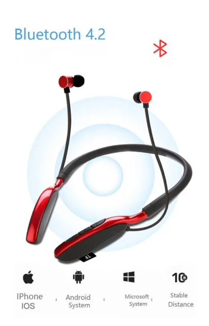 Wireless Headset Earphone Neckband Headphone Mic For iPhone LG Samsung Bluetooth