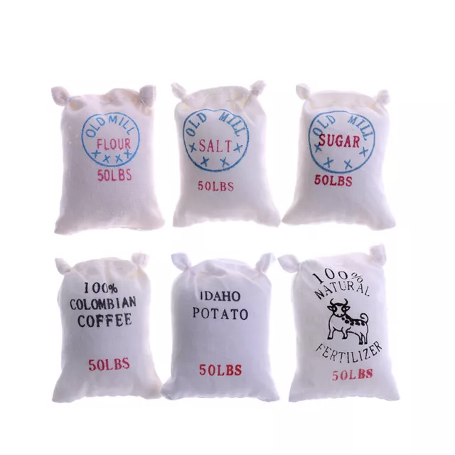1:12 Dollhouse miniature kitchen food 6 bags of sugar flour salt potat`uk SN❤