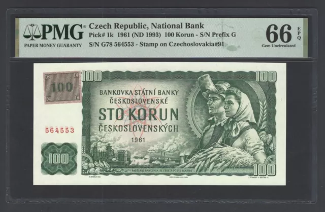 Czech Republic 100 Korun 1961 (ND 1993) P1k Uncirculated Grade 66