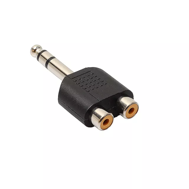 6.35mm STEREO Jack Male to 2x Twin RCA Phono Female Audio Splitter Adapter Cable