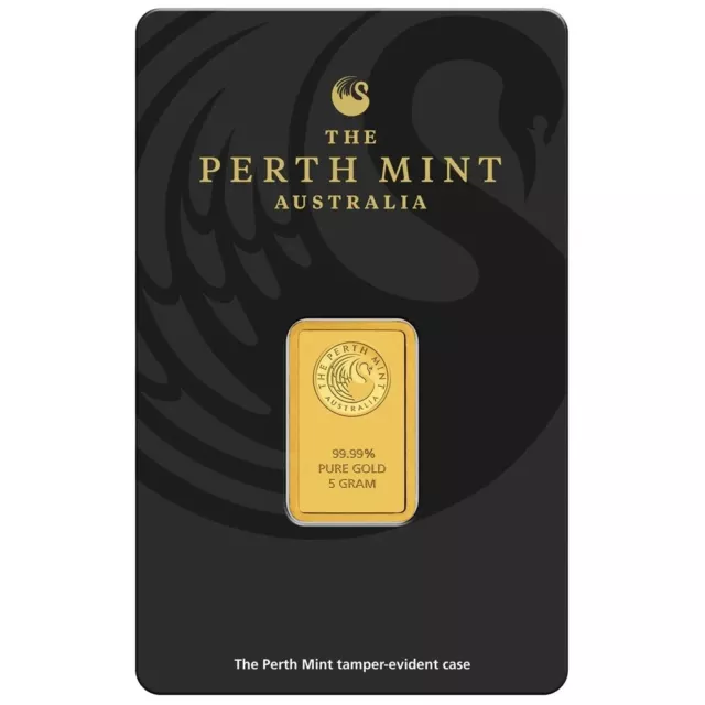 5 Gram 9999 Solid Gold Perth Mint Kangaroo Investor Ingot Bar Sealed Certified