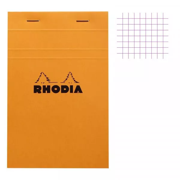 Bloc notes - A4 - 21x29,7 cm - Petits Carreaux - 80 feuilles - Orange - Rhodia