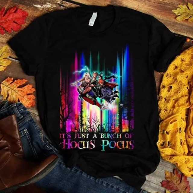 Colorful Halloween Night It’s Just A Bunch Of Hocus Pocus Tshirt Women