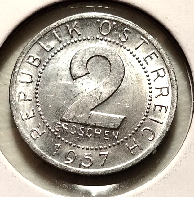 1957  AUSTRIA  2 Groschen  Coin -  KM# 2876 - Combined Shipping (#INV8495)