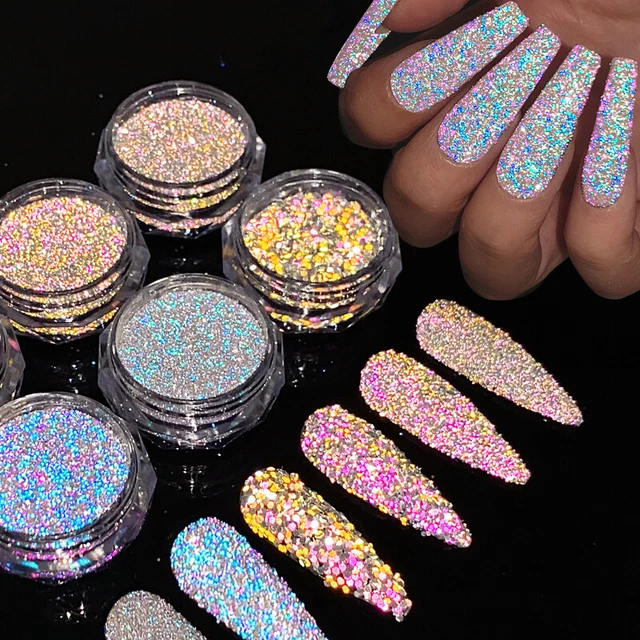 Diamante Brillante Reflectante Polvo Cristal Pigmento Holograma Polvo Brillo ❤