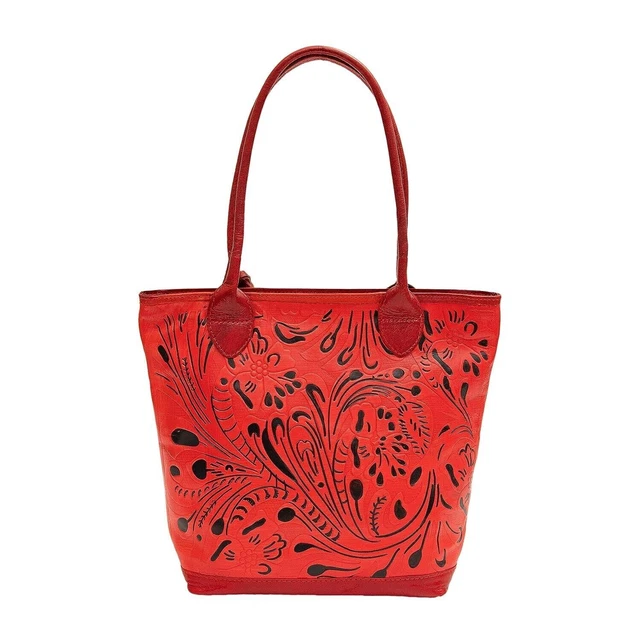 Borsa a tracolla in pelle fatta a mano STG Red Tooling per donne e ragazze....