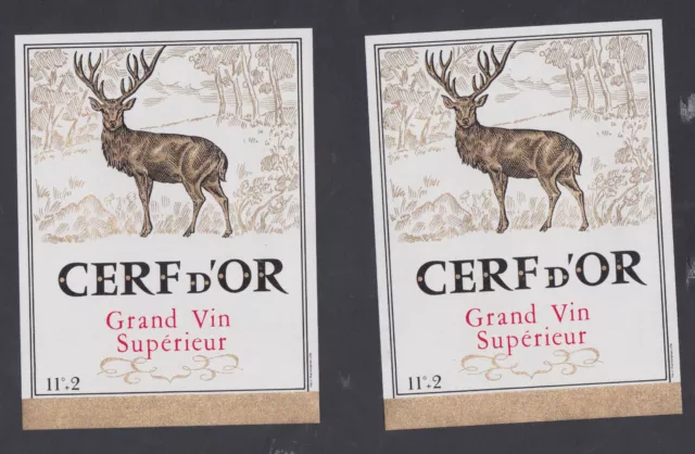 2 Anciennes étiquettes  Alcool France BN102771 Vin Cerf D'or