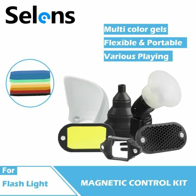 Selens Photography Magnetic Flash Modifier Gel Filter Diffuser Bounce Grip Snoot