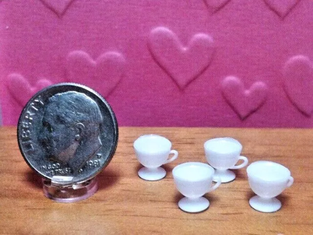 Dollhouse Miniature Chrysnbon 4 Cups, White or Amber - 1:12