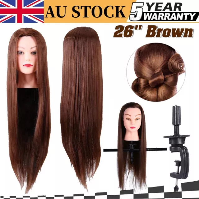 26'' Hair Training Head Hairdressing Practice Styling Mannequin Doll + Clamp AU