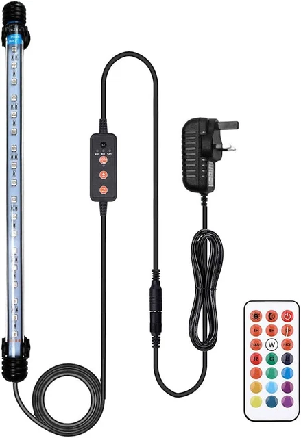 LED Aquarium Lighting, VARMHUS Aquarium Lamp White and Blue Color Changing Subm