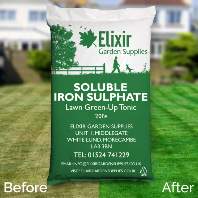 20%Fe Dry Soluble Iron Sulphate Lawn Feed, Grass & Turf Green Up | 500g-25kg