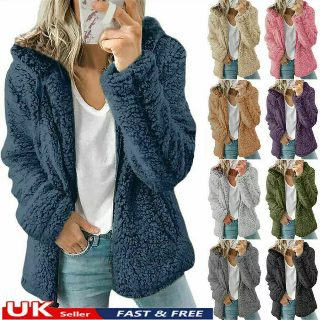 Womens Teddy Bear Fluffy Ladies Coat Winter Thick Warm Fur Fleece Jacket Outwear