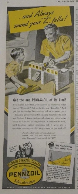 Magazine Ad* - 1939 - Pennzoil Motor Oil