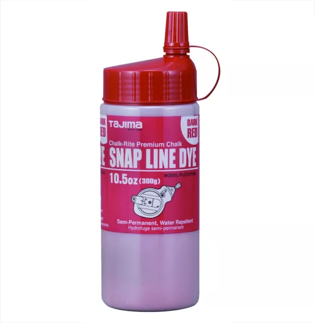 TAJIMA PLC3-DR300 Permanent Chalk Line Dye, Dark Red, Easy-Fill Nozzle 10.5 oz